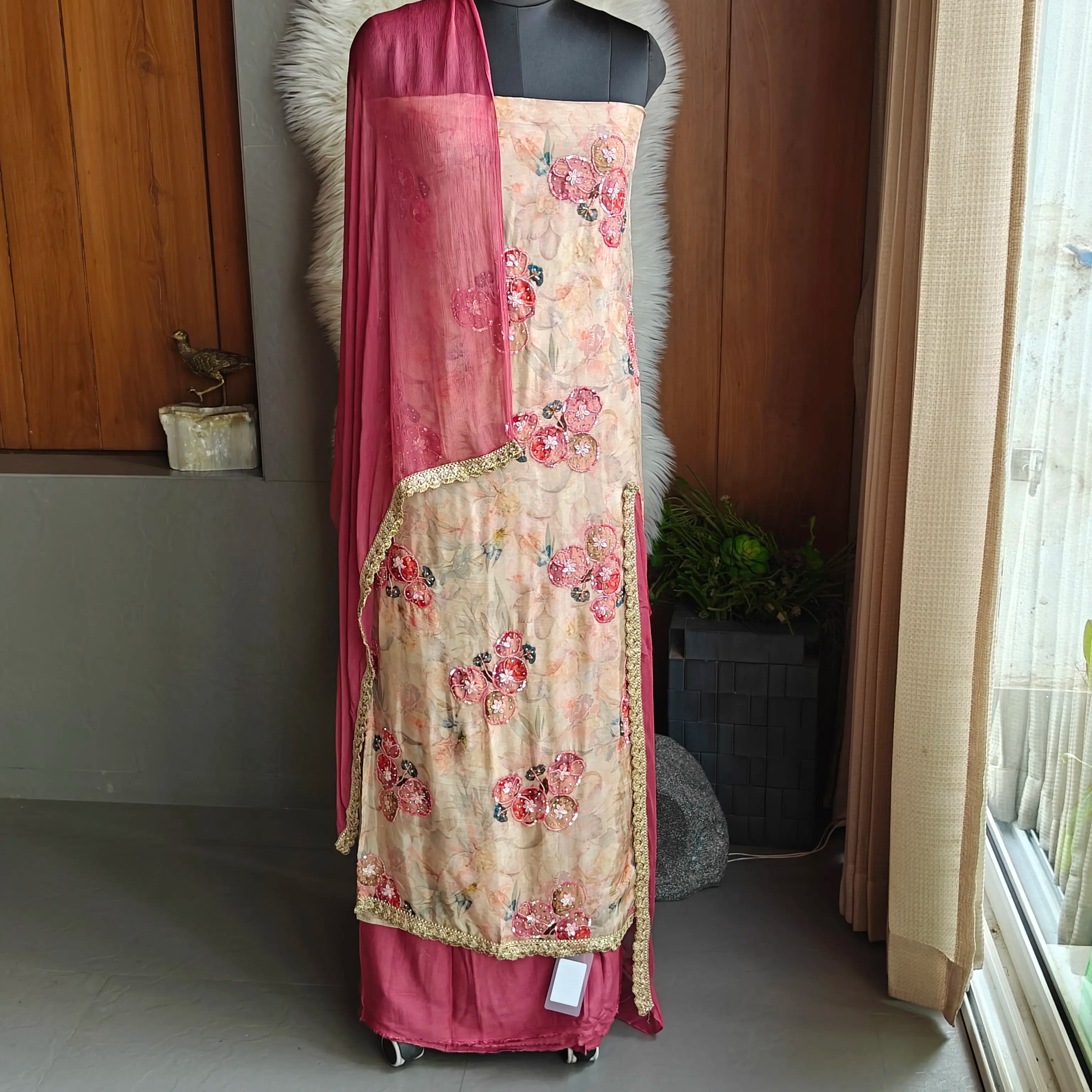 Sammi Muslin Organza unstitched suit material