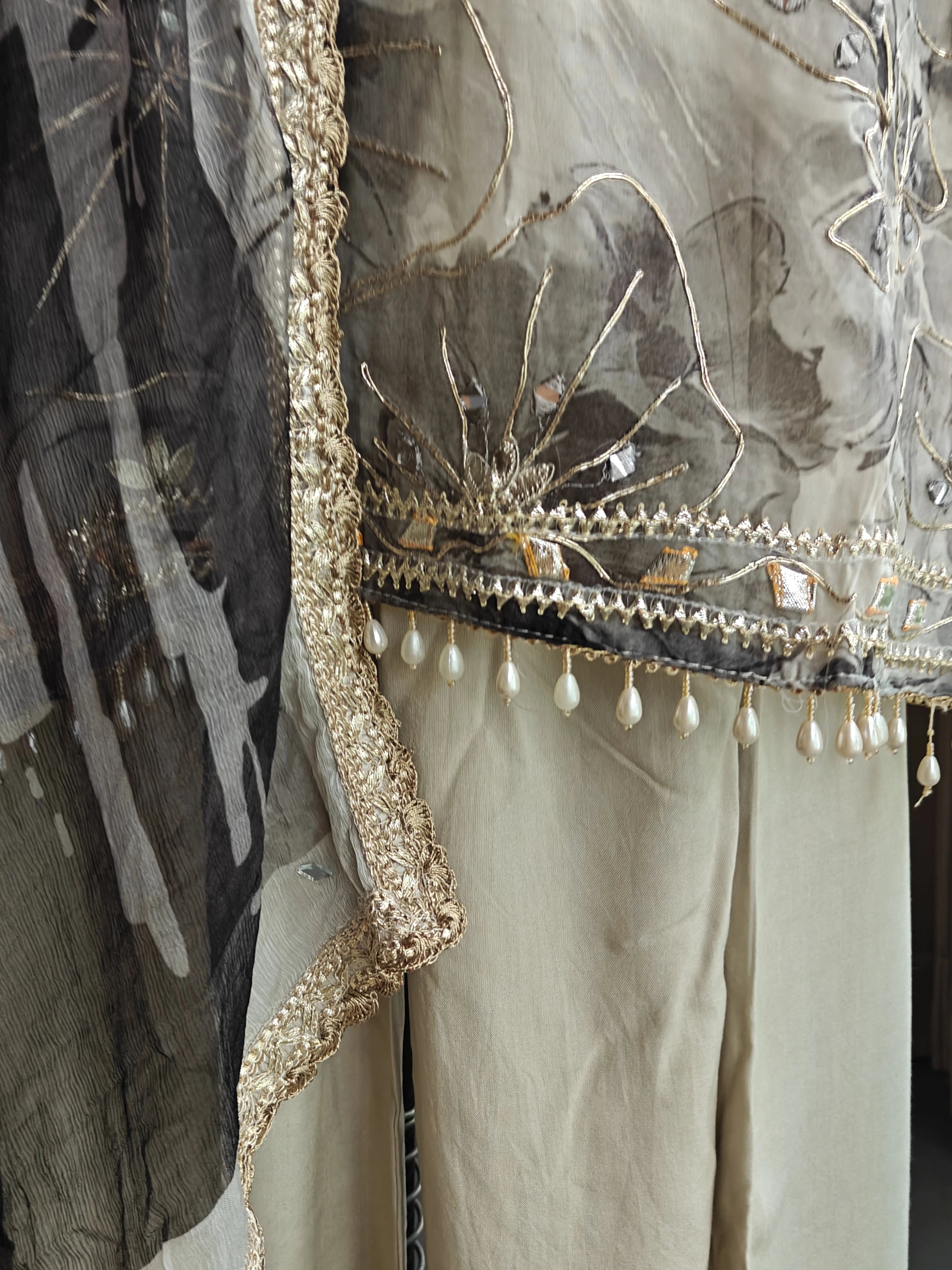 ivory and black unstitched suit material