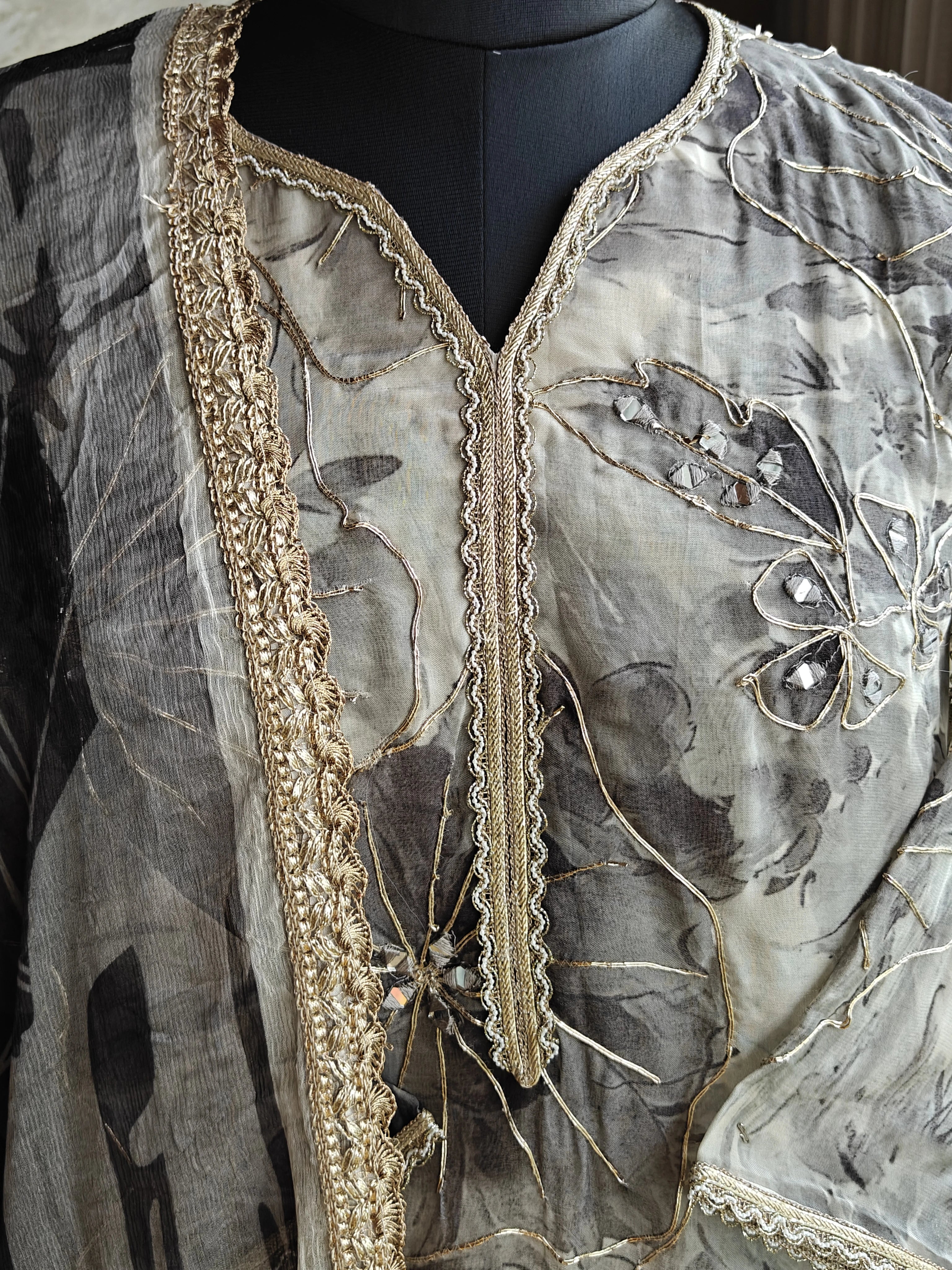 ivory and black unstitched suit material