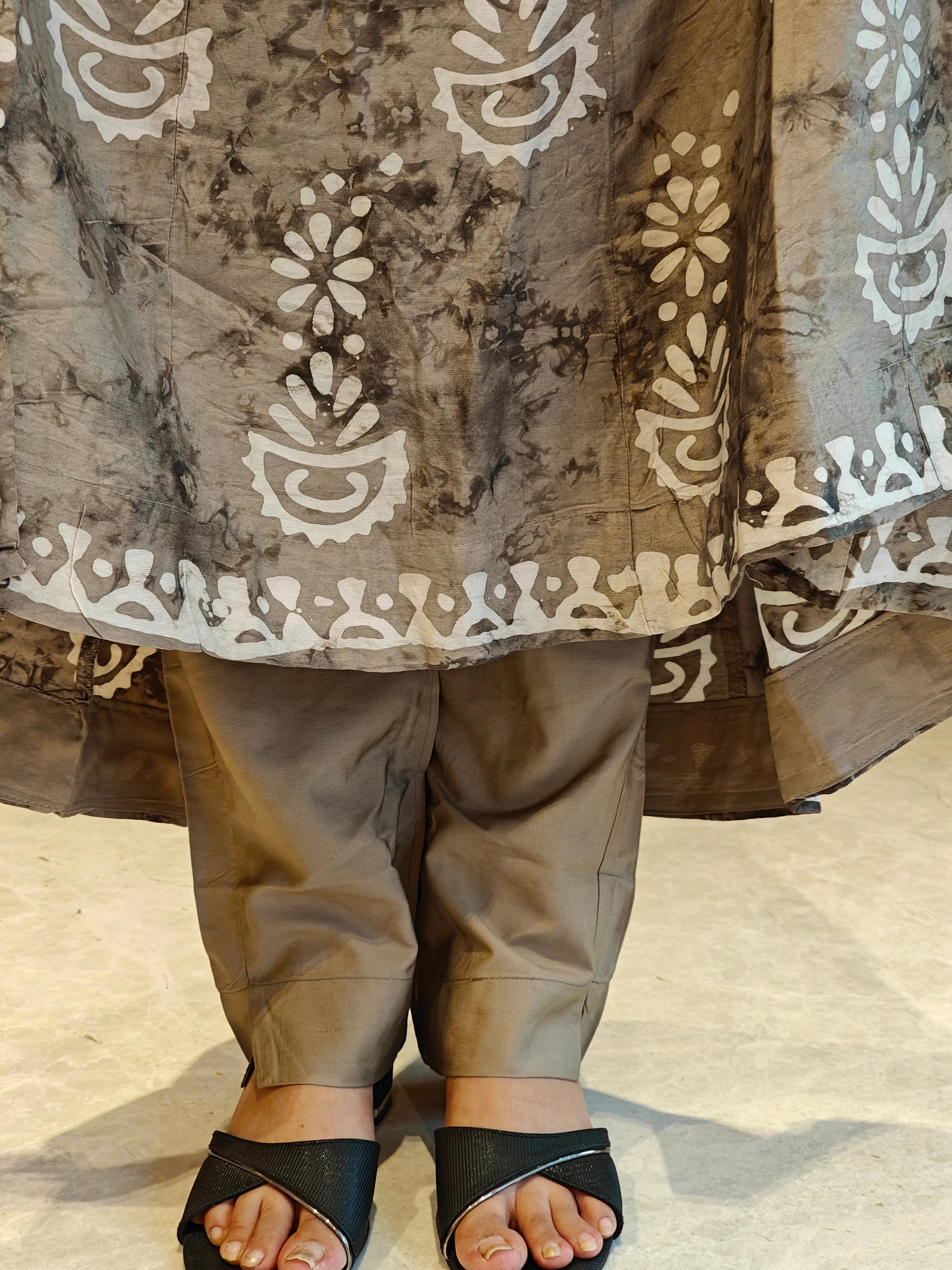 Grey Grace Anarkali Suit Set