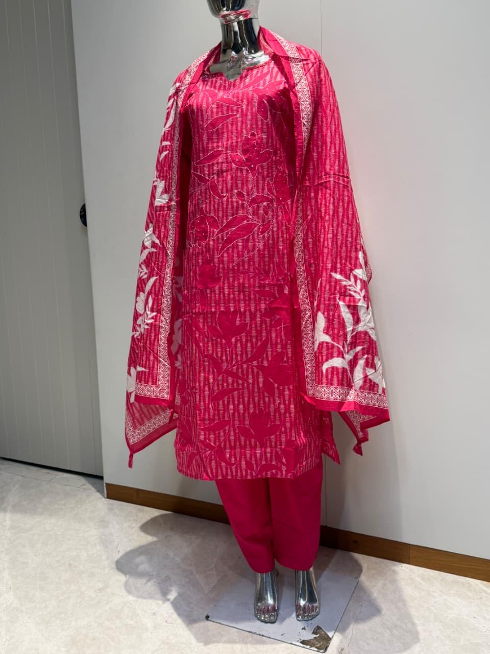 Electric Pink 'Flora & Flame' 3-Piece Ethnic Set