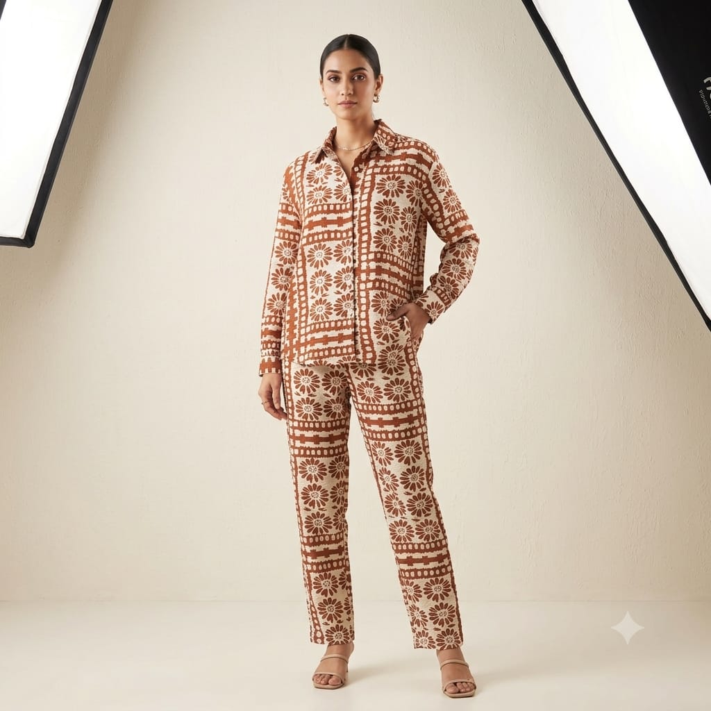 Effortess style geometric block-print two-piece corset.