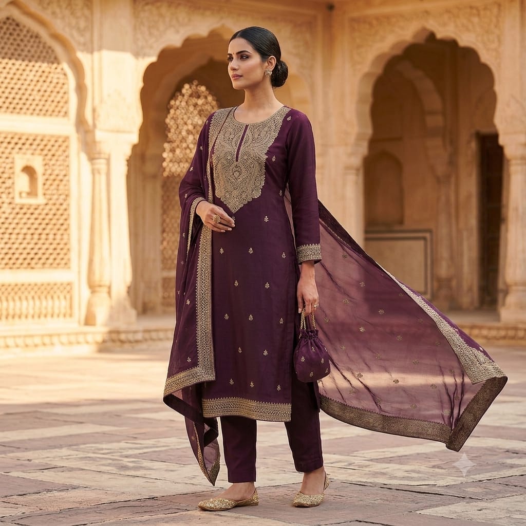 Emerald Elegance heavy zari work .salwar suit set..