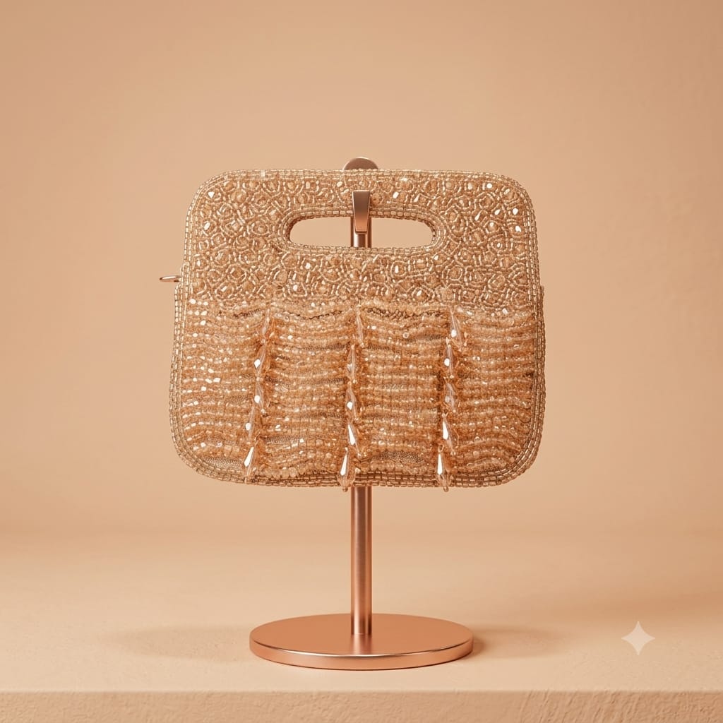 Premium Champagne Beaded Bridal Handbag