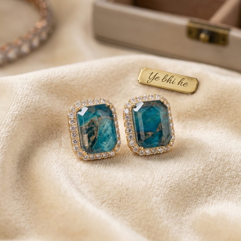 Luxury Emerald Green Crystal Stud Earrings with CZ Halo