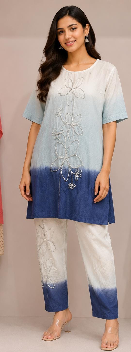 Indigo Breeze Embroidered Co-Ord Set.
