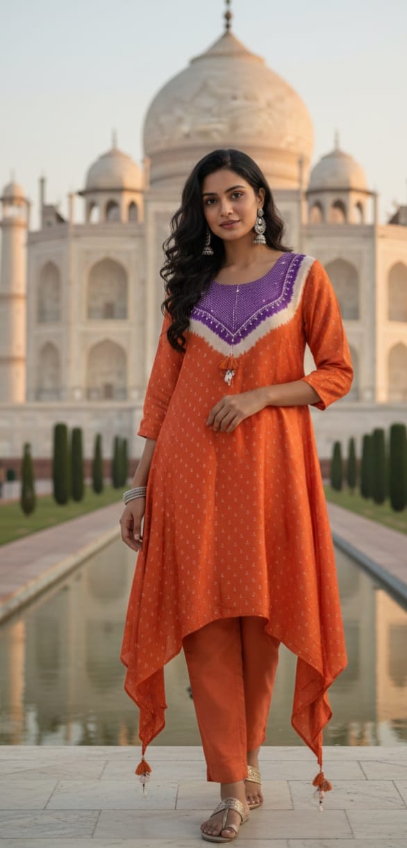 Orange Aura Designer Kurta Set...