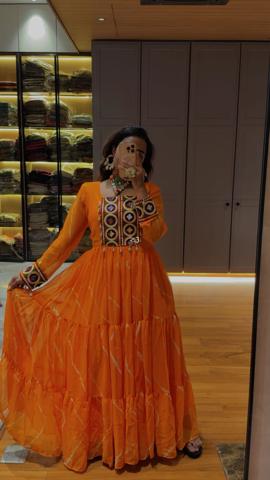 Premium Mirror Work Tiered Maxi Dress.