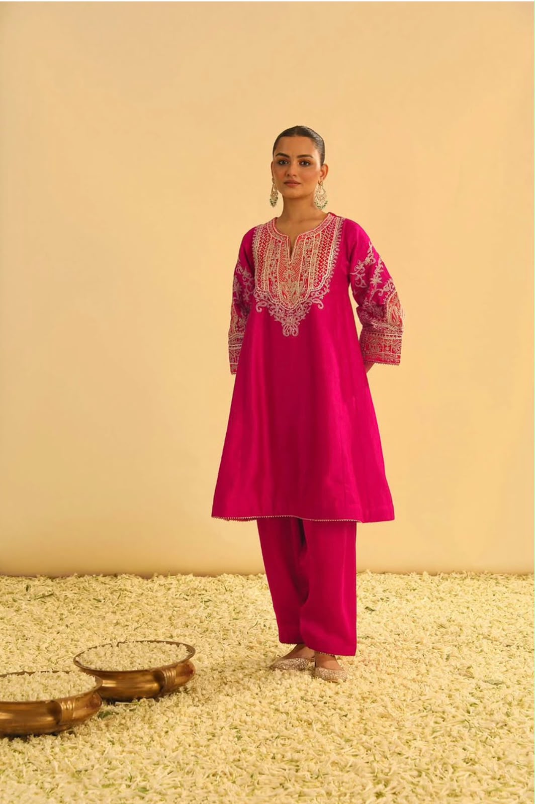 Rani Pink Embroidered Kurta Set