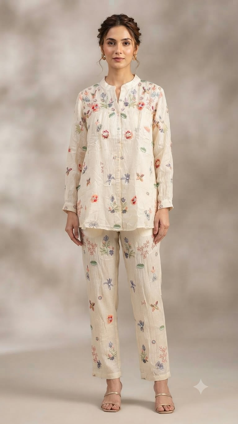 Floral Embroidered Co-Ord Set..