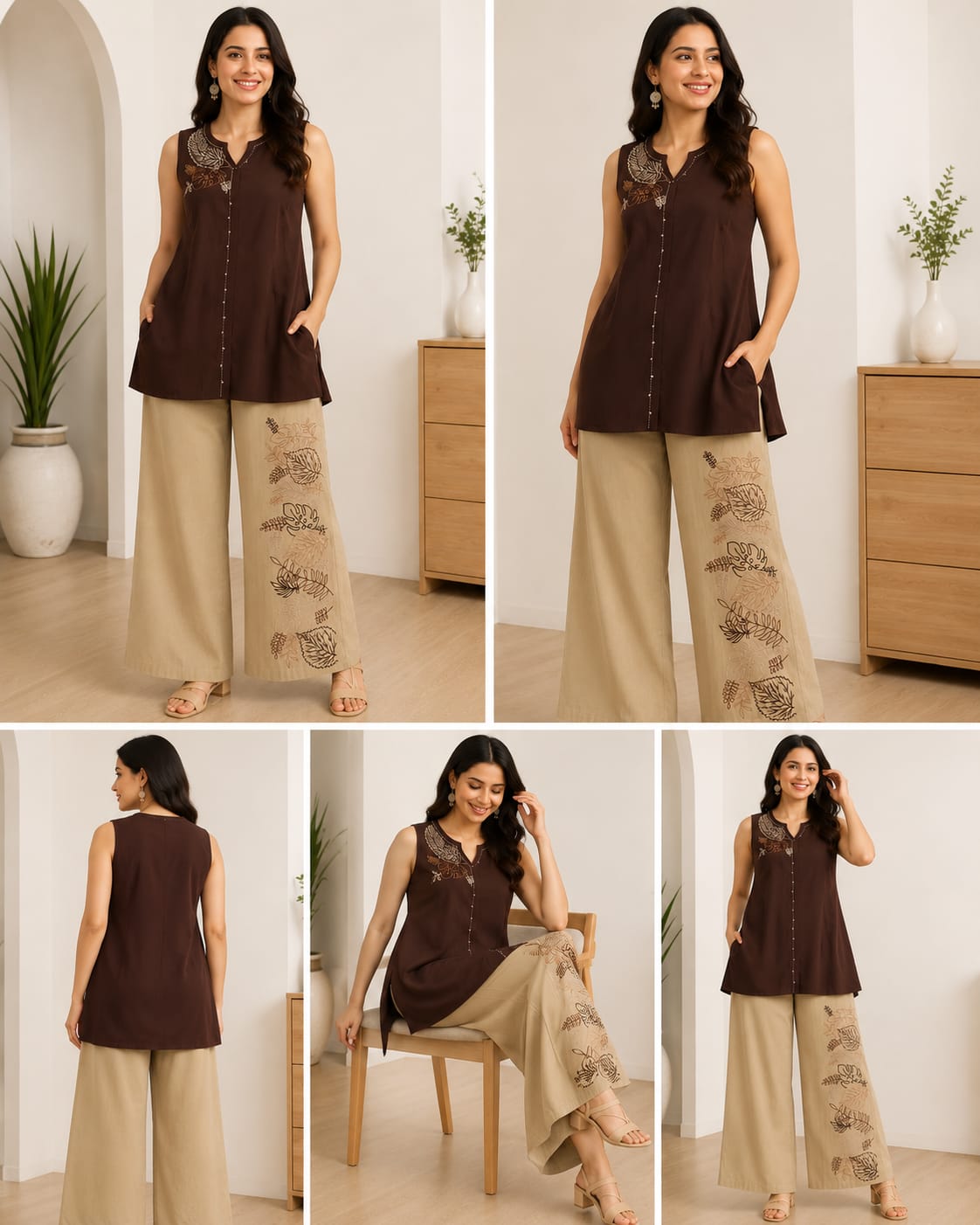 Brown beauty with  Artistic Embroidery...