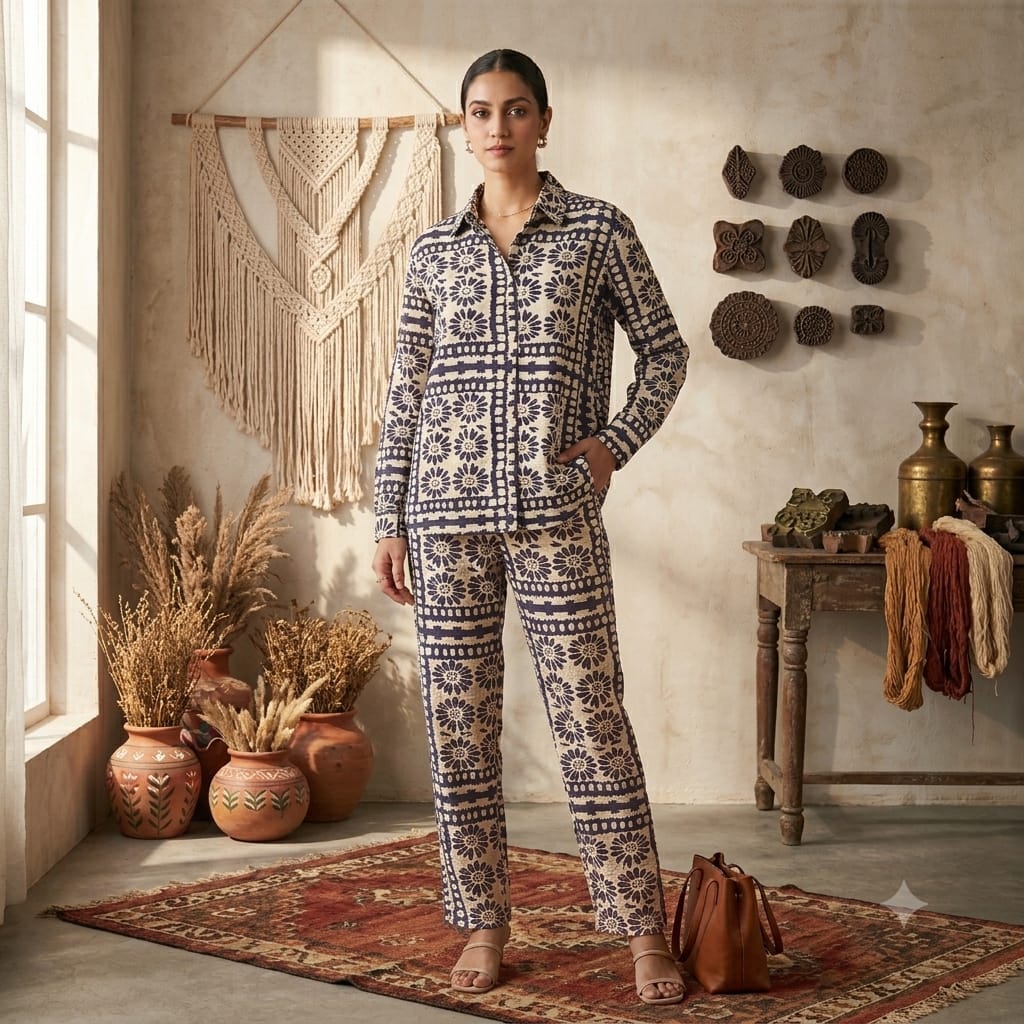 Effortess style geometric block-print two-piece corset.