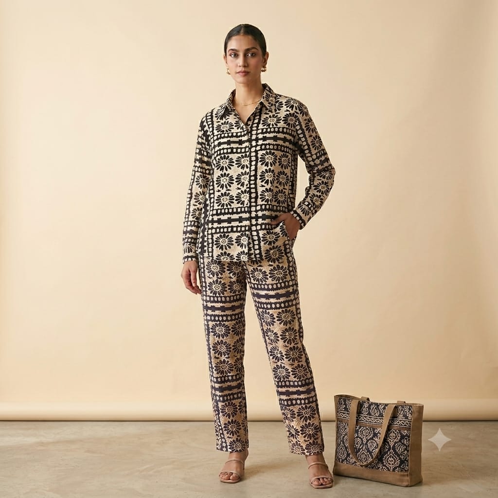 Effortess style geometric block-print two-piece corset.