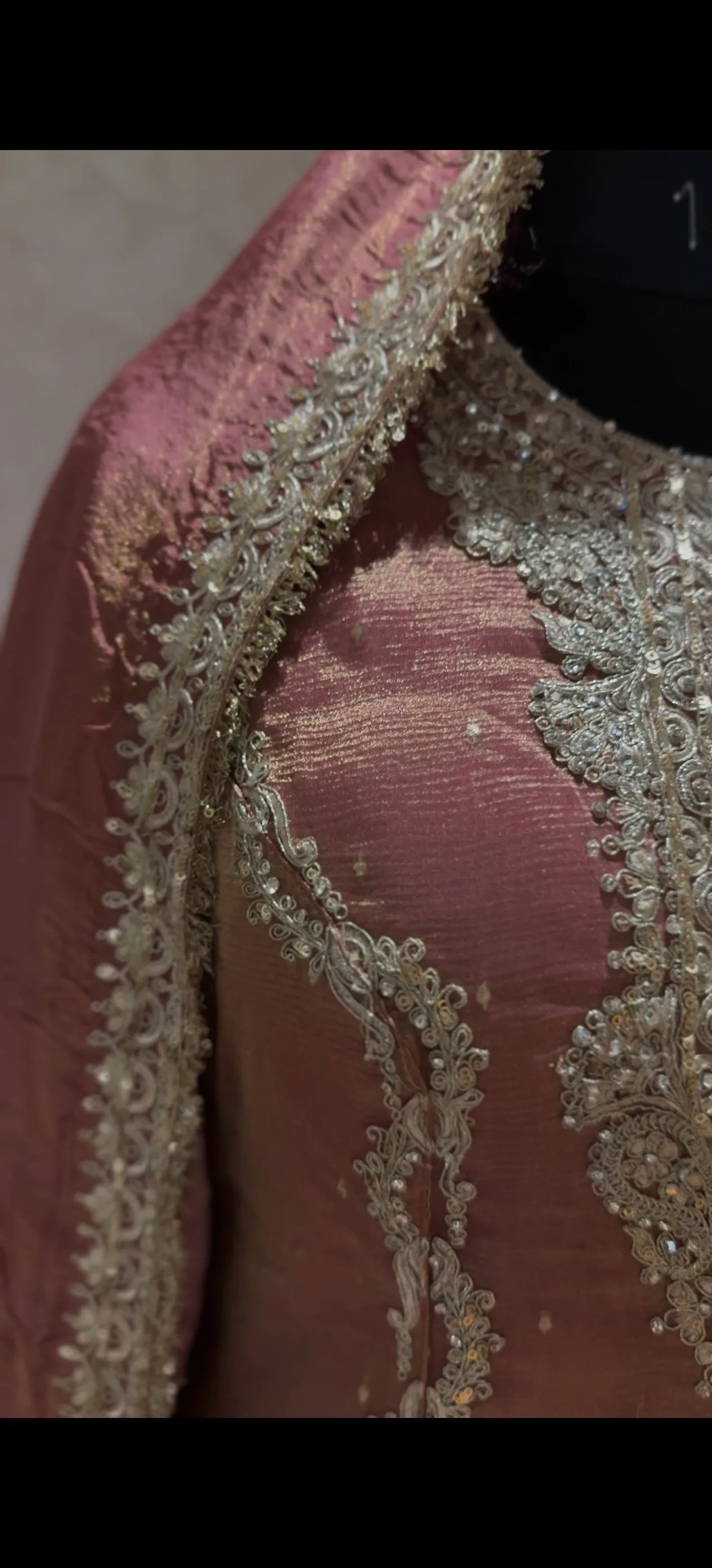 Peach Shimmer Embroidered Sharara